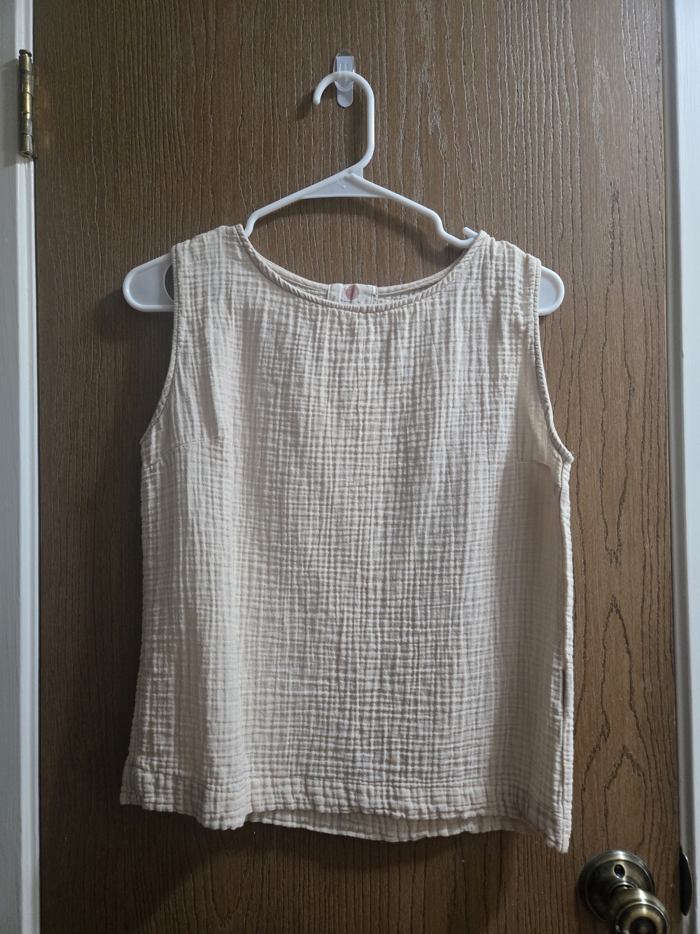 Handmade European Cream Cotton Gauze Sleeveless Tank